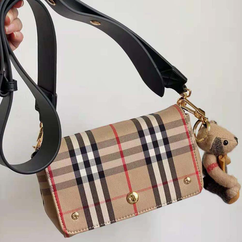 Burberry Women Small Vintage Check and Leather Crossbody Bag-Brown - image 7