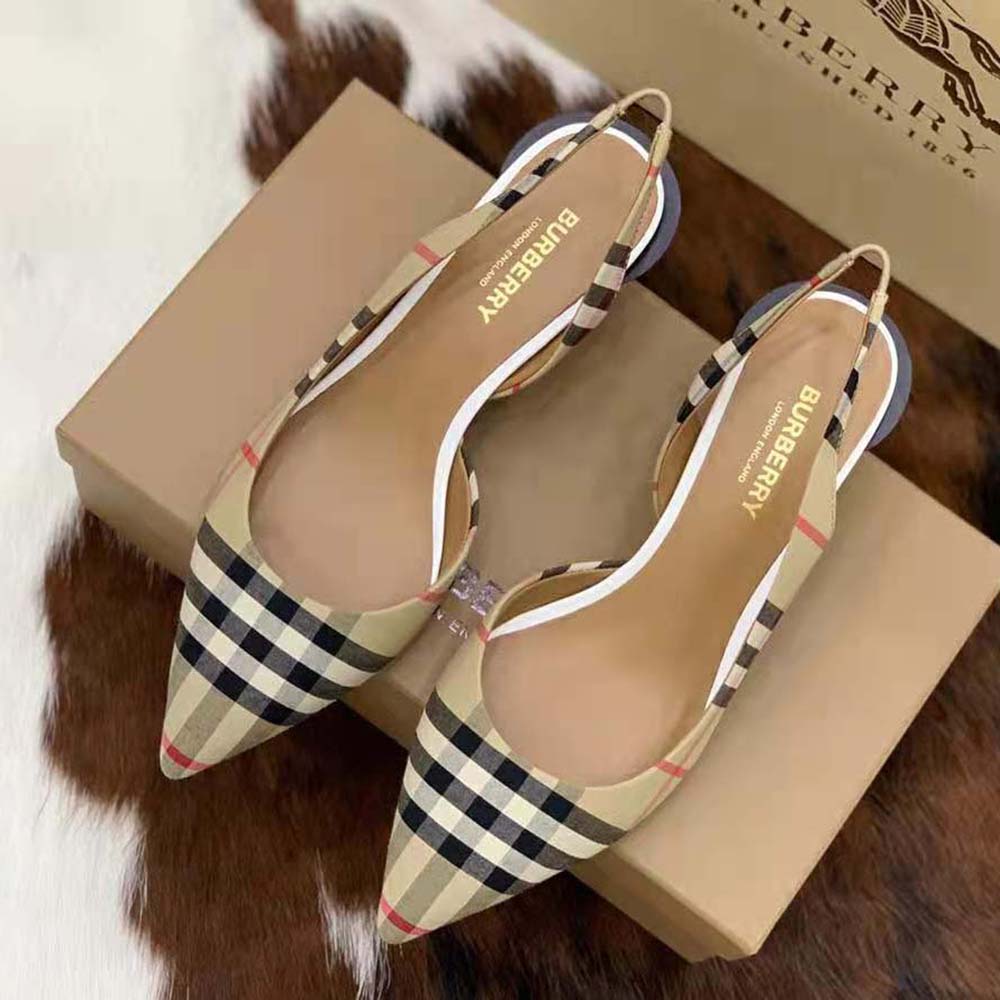Burberry Women Vintage Check Slingback Pumps - image 4