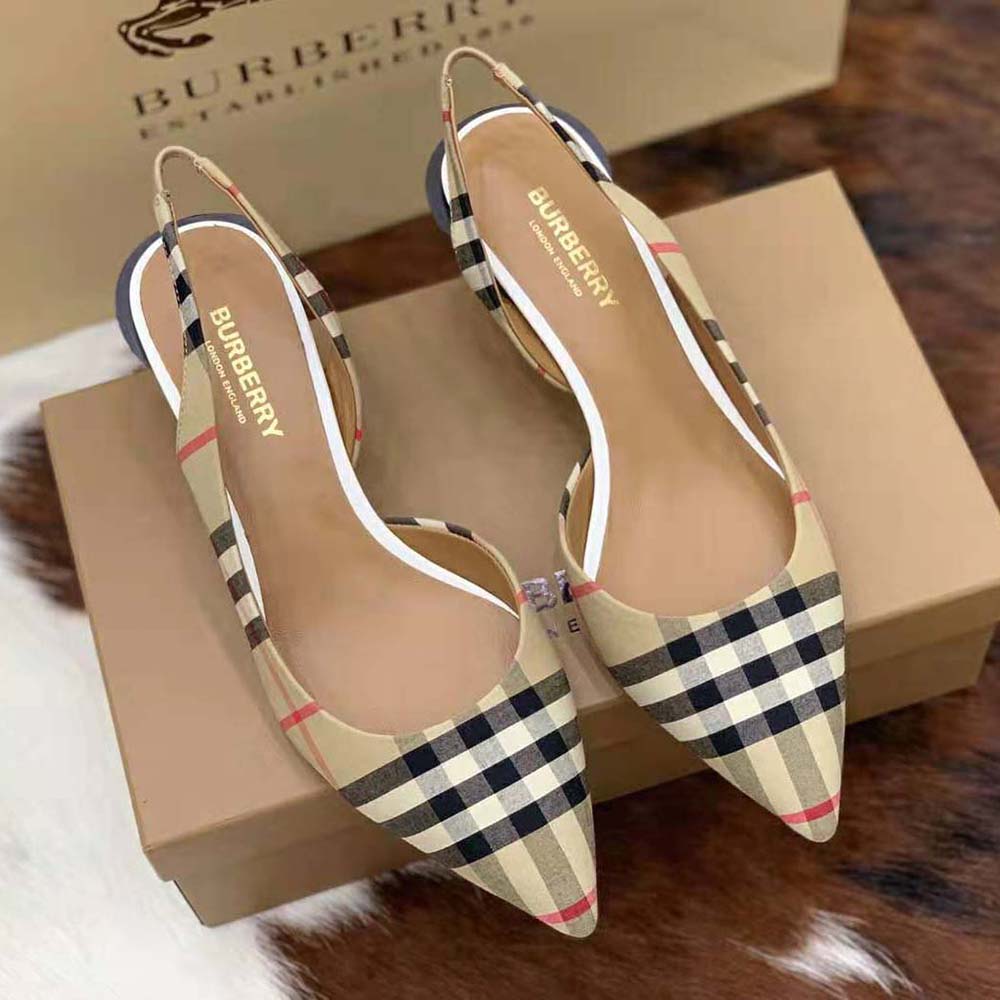 Burberry Women Vintage Check Slingback Pumps - image 5