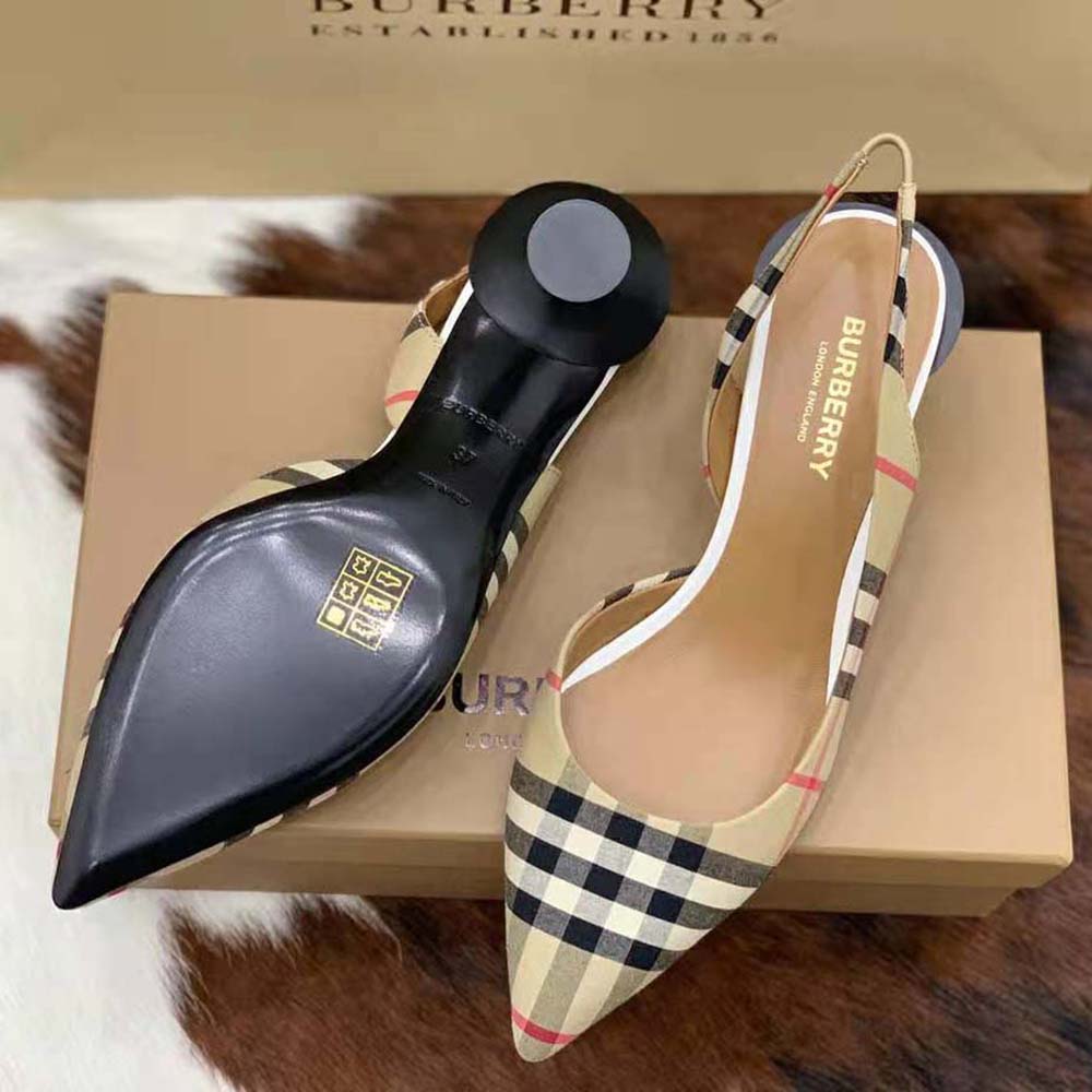 Burberry Women Vintage Check Slingback Pumps - image 6
