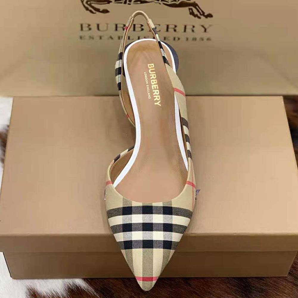 Burberry Women Vintage Check Slingback Pumps - image 7