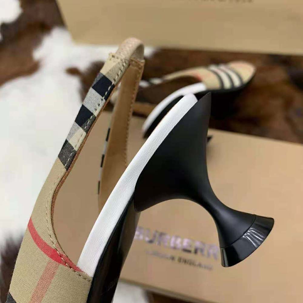Burberry Women Vintage Check Slingback Pumps - image 8