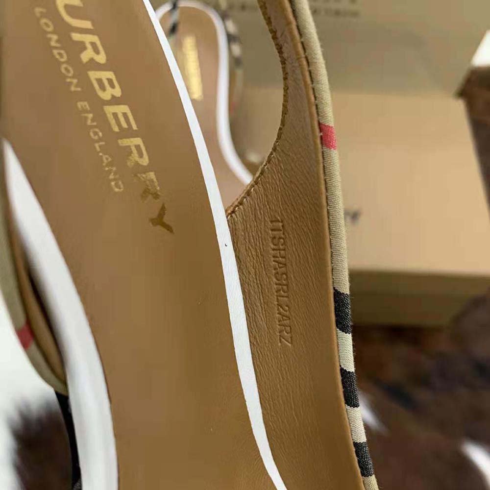 Burberry Women Vintage Check Slingback Pumps - image 9