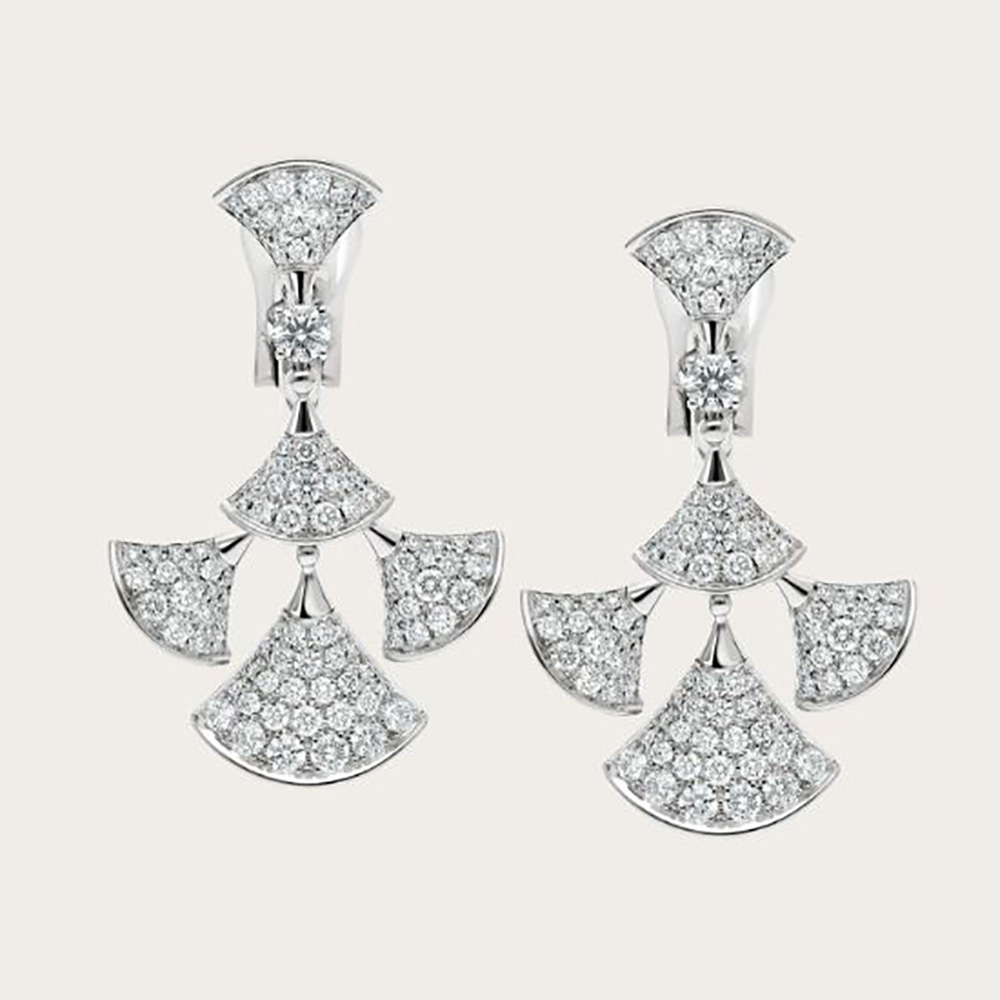 Front view of Bvlgari Women Divas Dream Earrings in silver