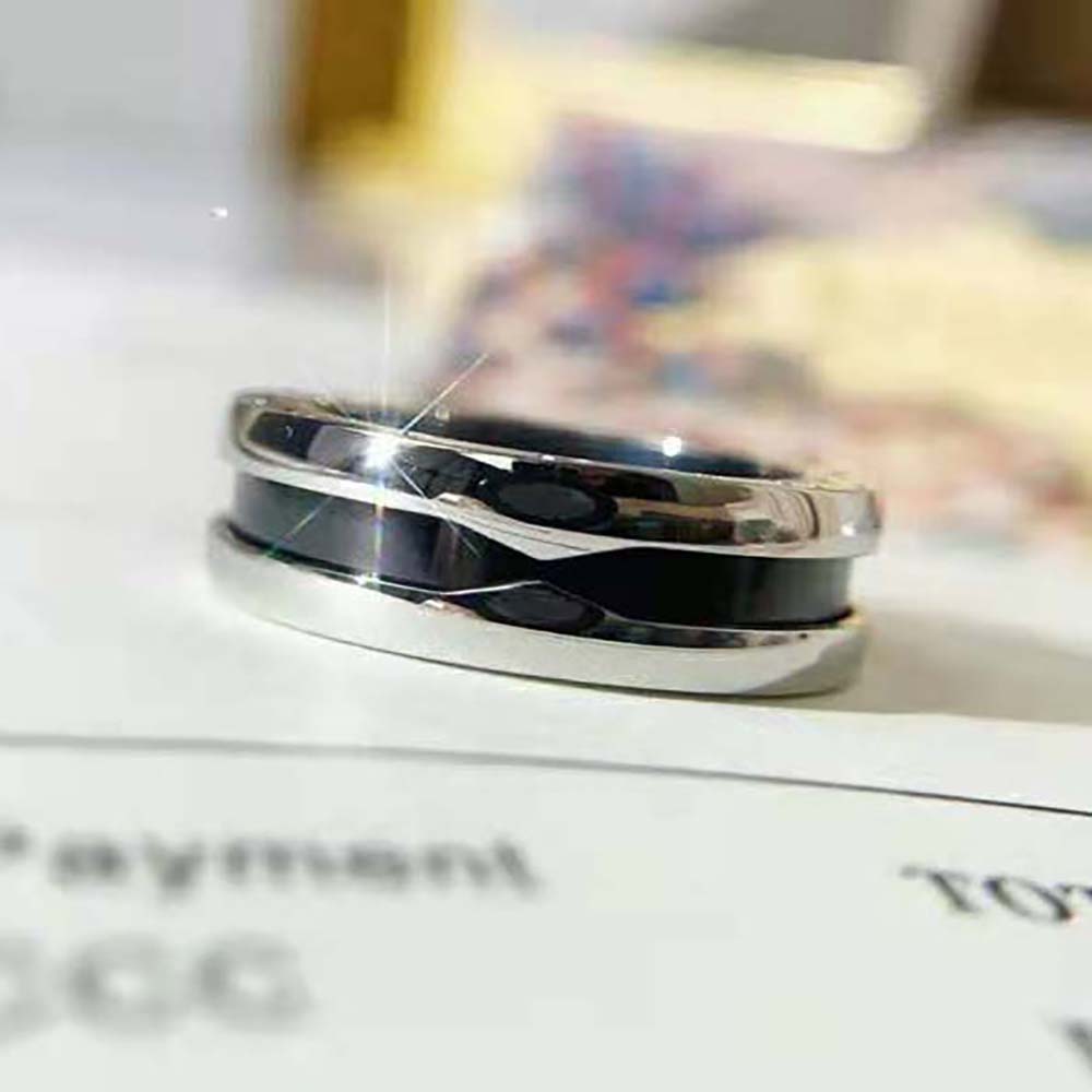 Bvlgari Women Save the Children One-band Sterling Silver Ring with Black Ceramic - image 4