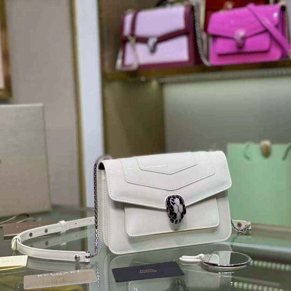 Side profile showing gold-tone hardware of Bvlgari Women Serpenti Forever Crossbody Bag