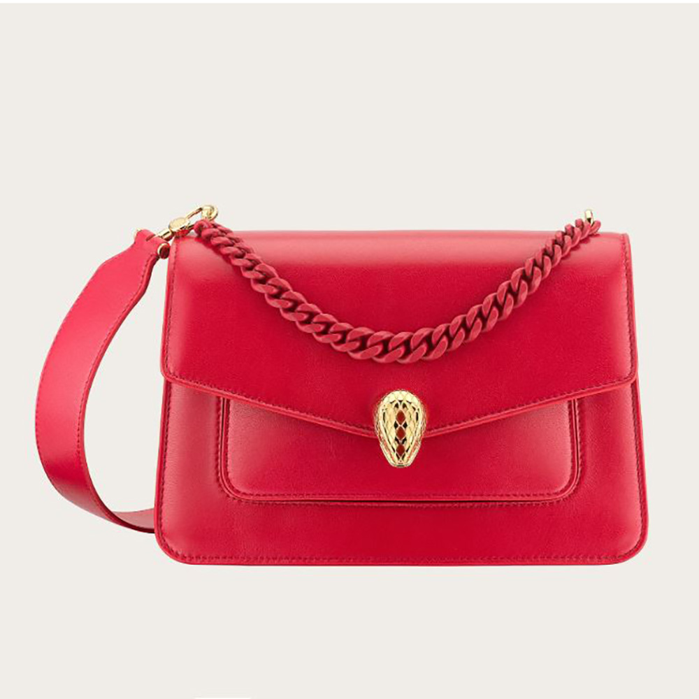 Bvlgari Women Serpenti Forever Crossbody Bag in Nappa Leather-Red