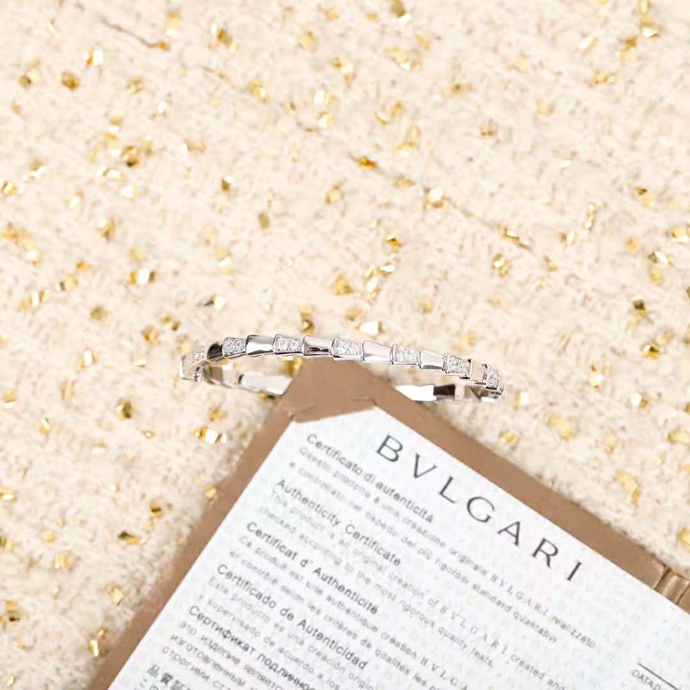 Bvlgari Women Serpenti Viper 18 KT White Gold Bracelet Set with Demi Pave Diamonds - image 4