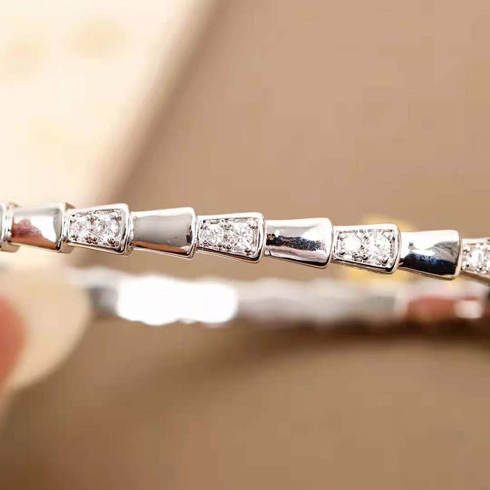 Bvlgari Women Serpenti Viper 18 KT White Gold Bracelet Set with Demi Pave Diamonds - image 5