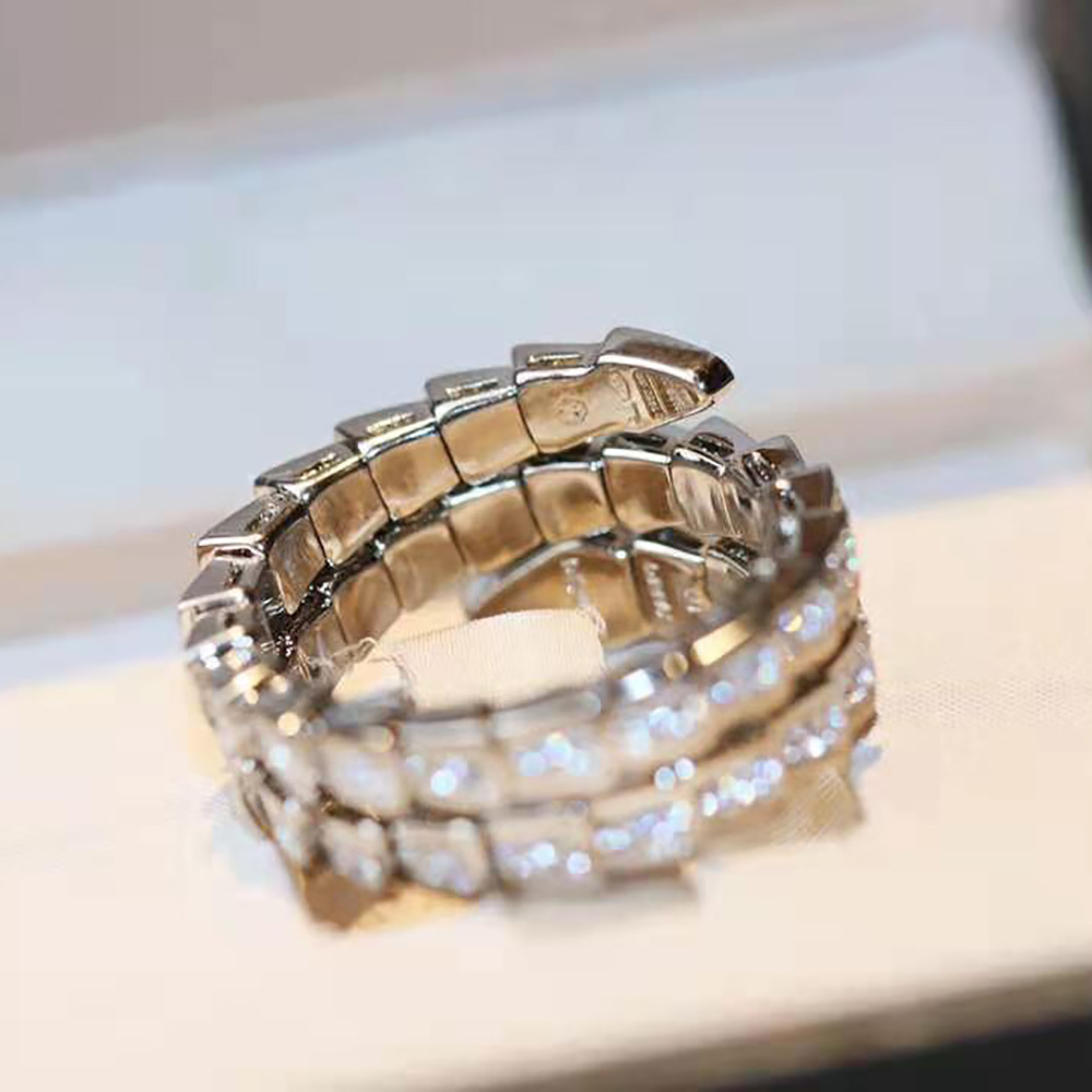 Detailed view of serpent head engraving on Bvlgari Serpenti Viper ring