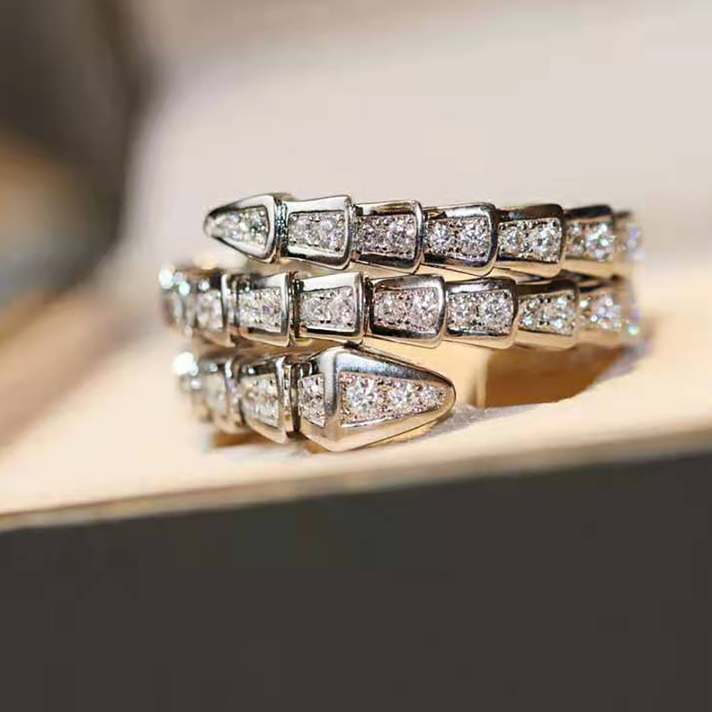 Bvlgari Women Serpenti Viper Two-coil 18 KT White Gold Ring - image 9