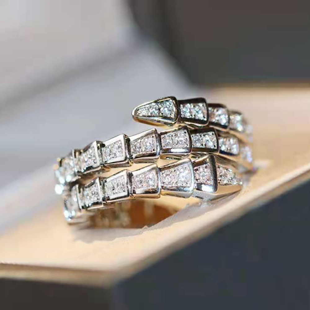 Bvlgari Women Serpenti Viper Two-coil 18 KT White Gold Ring - image 8