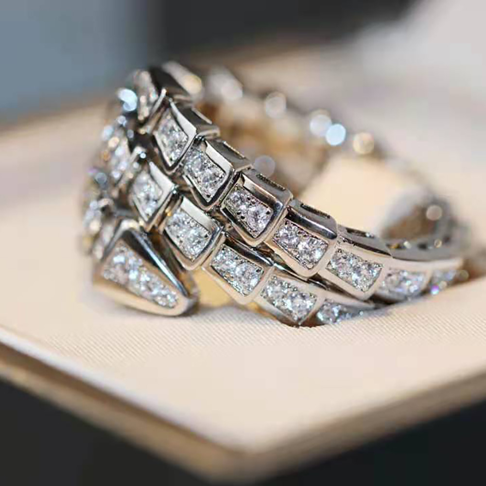 Bvlgari Women Serpenti Viper Two-coil 18 KT White Gold Ring - image 7
