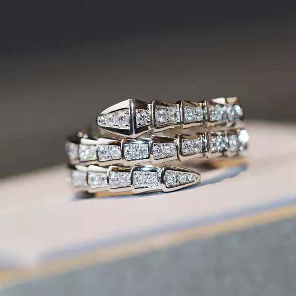 Bvlgari Women Serpenti Viper Two-coil 18 KT White Gold Ring - image 6