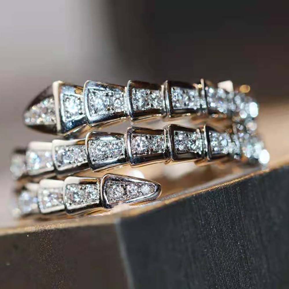 Bvlgari Women Serpenti Viper Two-coil 18 KT White Gold Ring - image 5