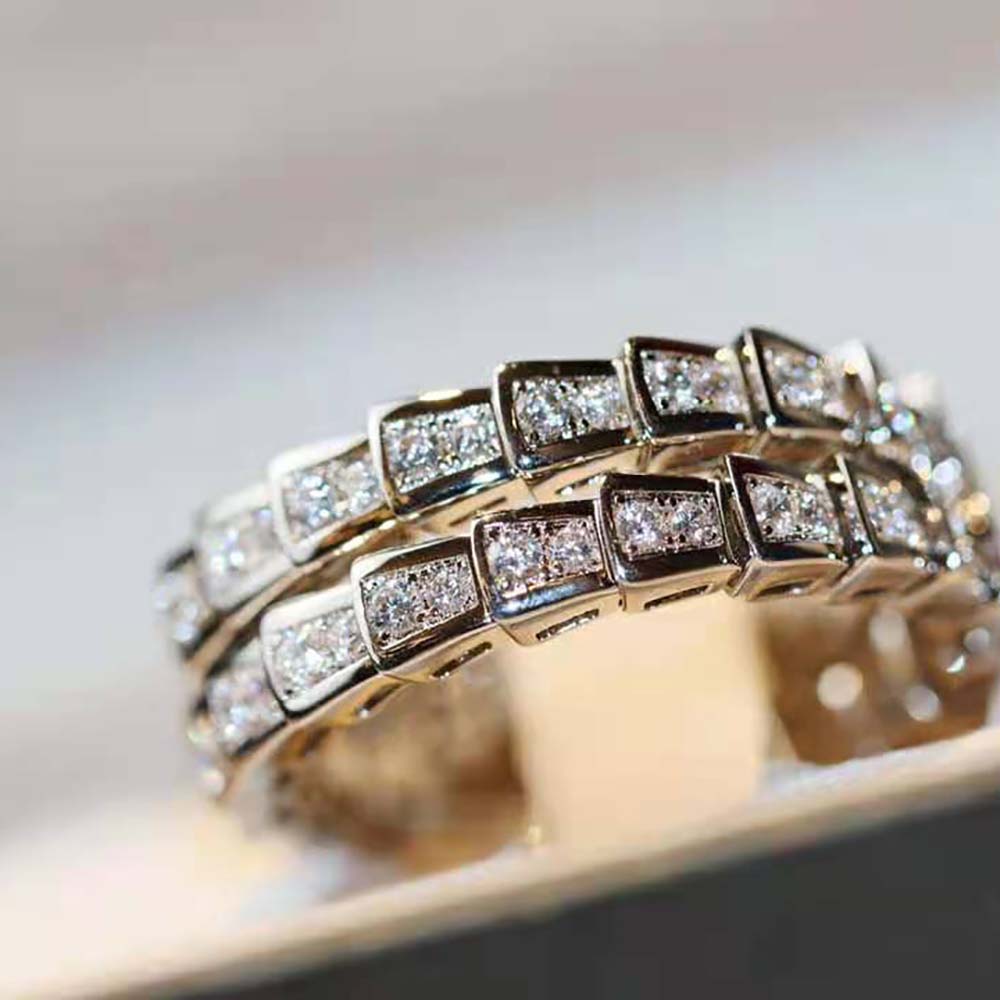 Bvlgari Women Serpenti Viper Two-coil 18 KT White Gold Ring - image 4