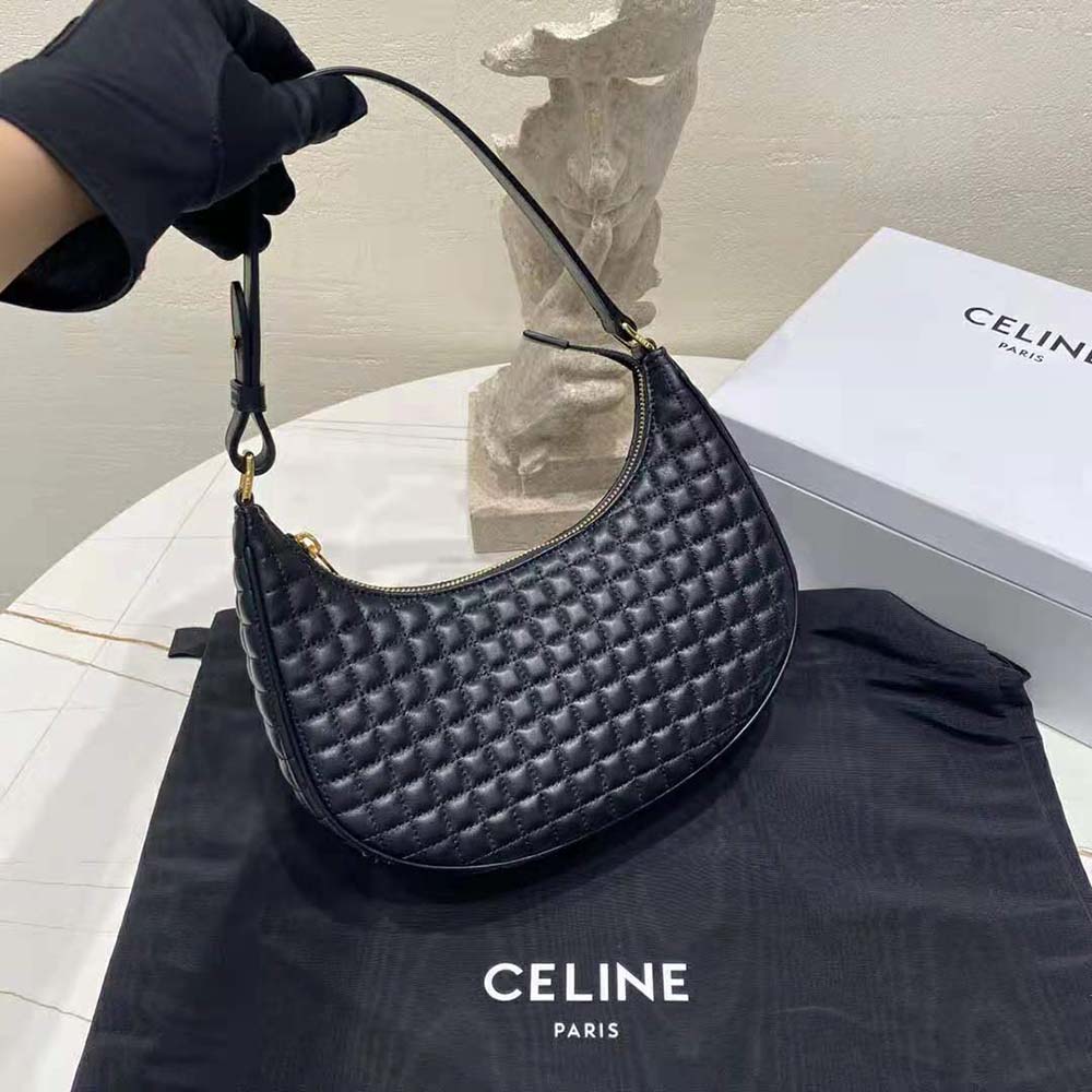 Side profile showing gold-tone hardware and flap on Celine Women AVA Bag