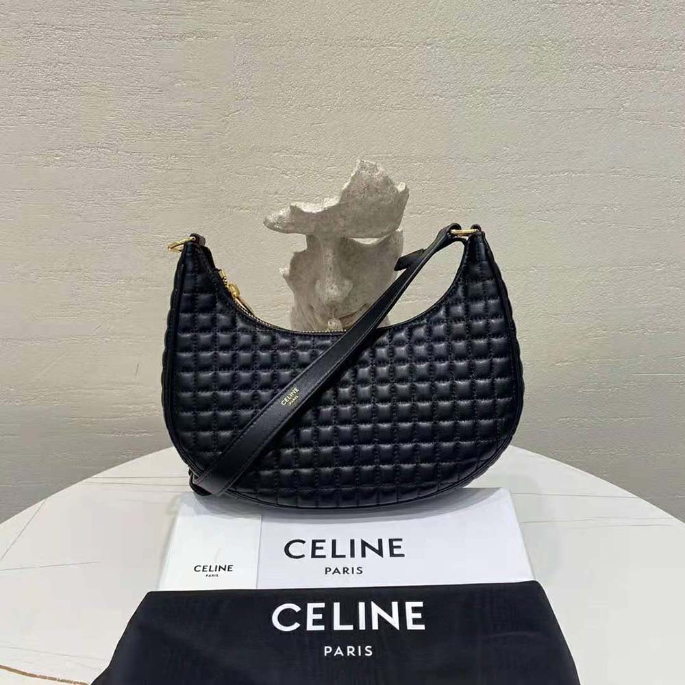 Close-up detail of quilted lambskin texture on Celine Women AVA Bag
