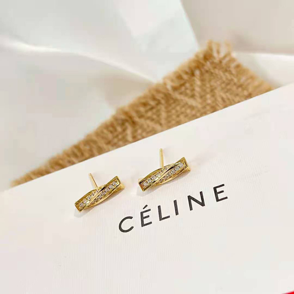 Side profile showing push-back closure on Celine Women Edwige Studs