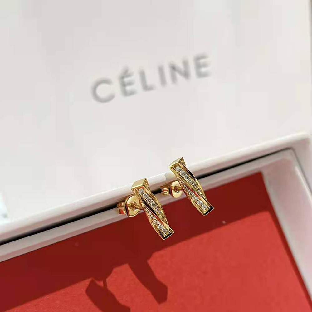 Detail shot of crystal embellishment on Celine Women Edwige Studs