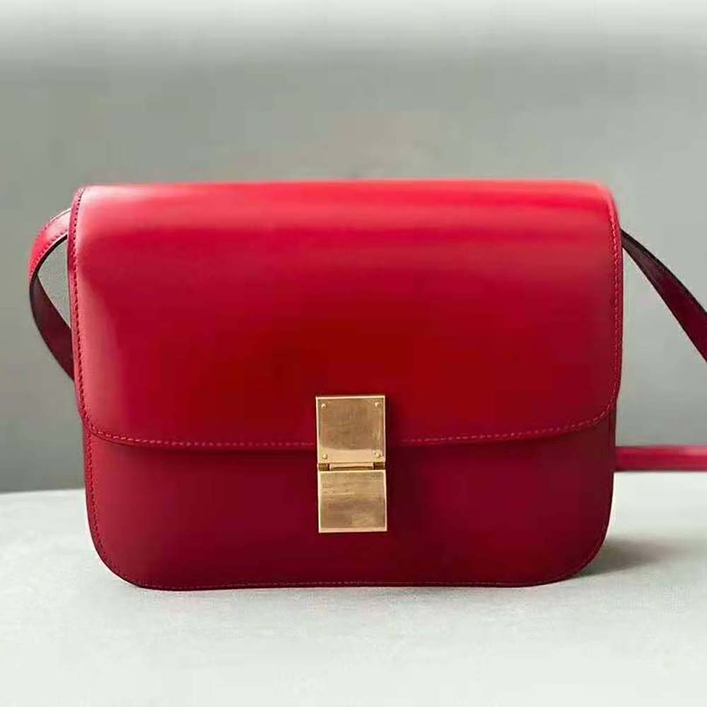 Close-up of polished gold hardware on Celine Women Medium Classic Bag