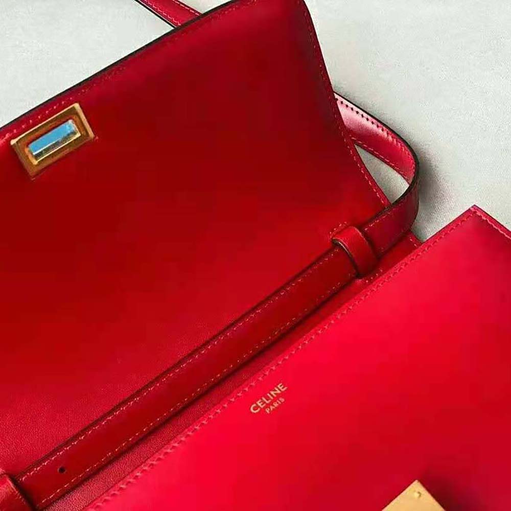 Celine Women Medium Classic Bag in Box Calfskin-Red - image 8