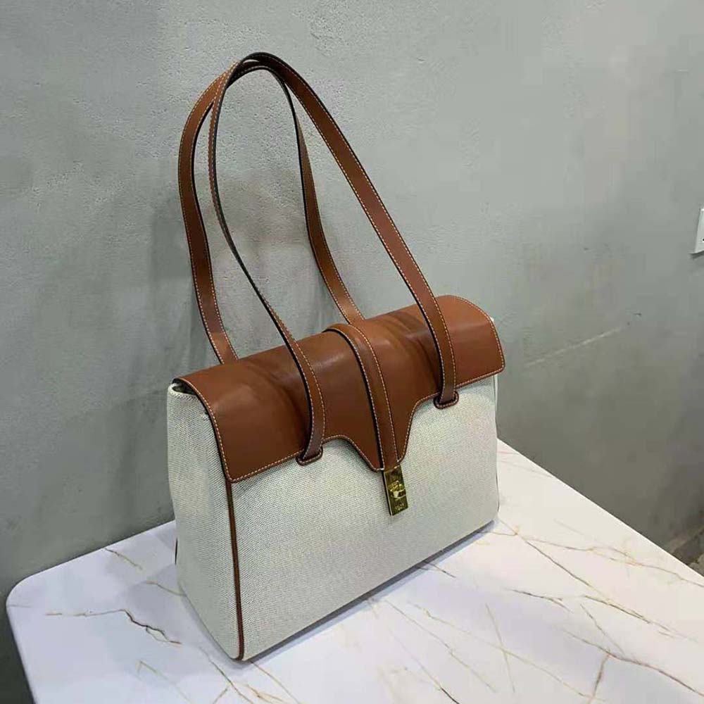 Celine Women Medium Soft 16 Bag in Textile and Calfskin - image 4