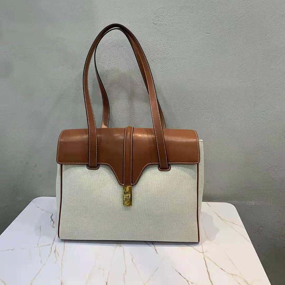 Celine Women Medium Soft 16 Bag in Textile and Calfskin - image 5