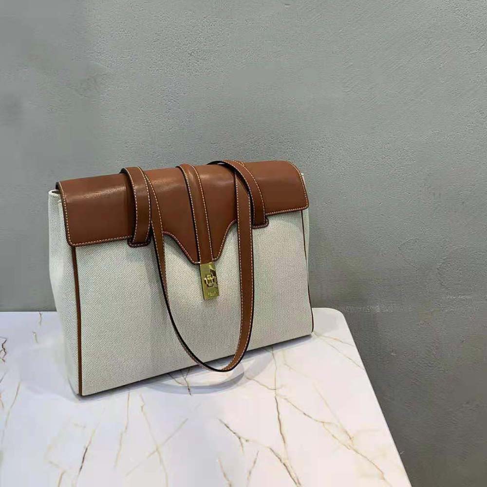 Celine Women Medium Soft 16 Bag in Textile and Calfskin - image 7
