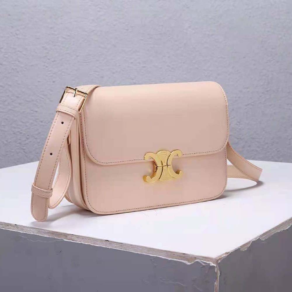 Celine Women Medium Triomphe Bag in Shiny Calfskin-Sandy - image 4
