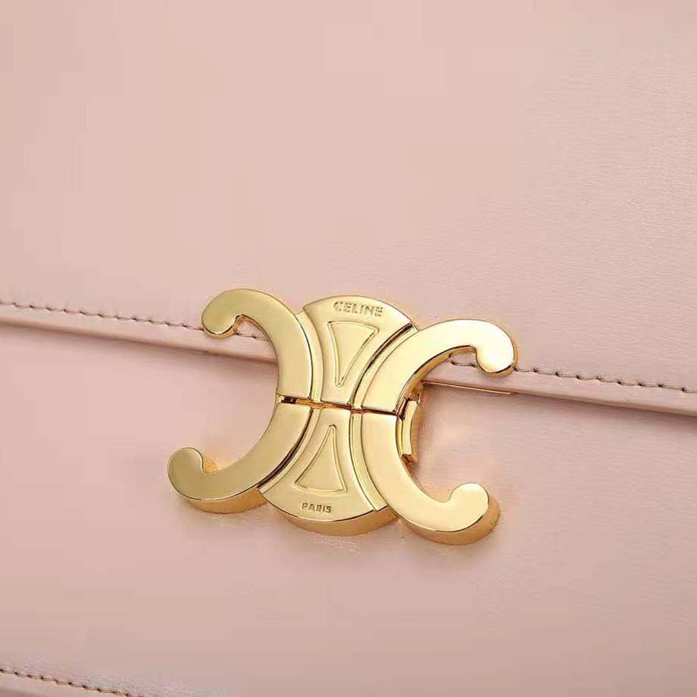 Celine Women Medium Triomphe Bag in Shiny Calfskin-Sandy - image 8