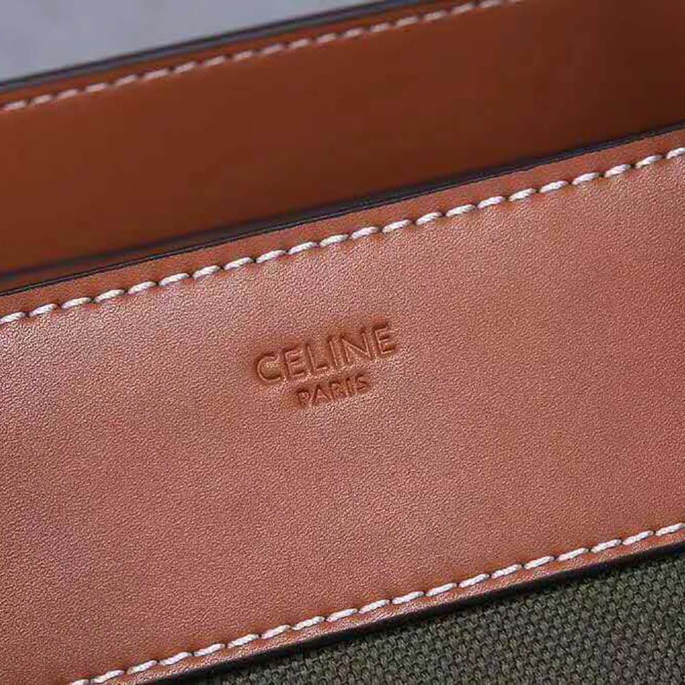 Celine Women Micro Luggage Handbag in Textile and Calfskin-Green - image 10