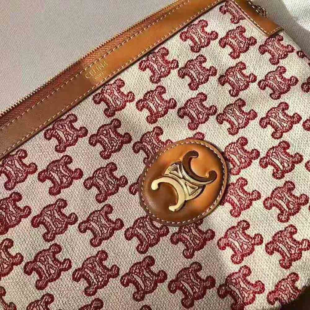 Celine Women Small Pouch in Textile with Triomphe Embroidery - image 8