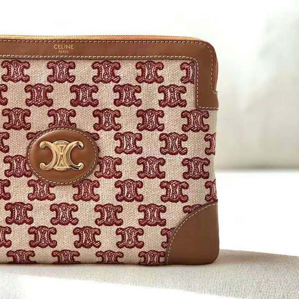 Celine Women Small Pouch in Textile with Triomphe Embroidery - image 7