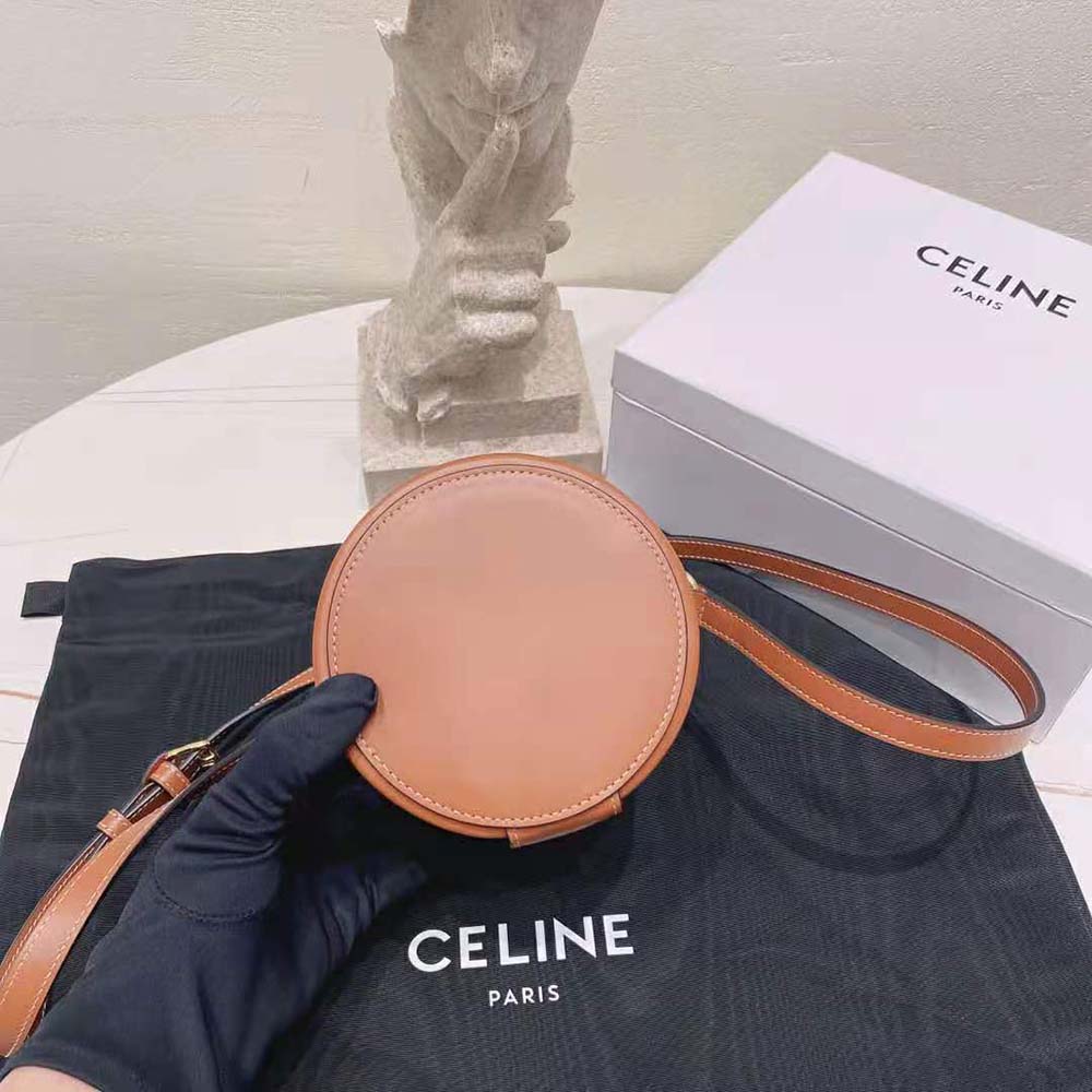Celine Women Small Tambour Bag in Triomphe Canvas and Calfskin-Brown - image 6