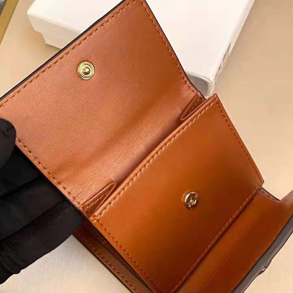 Celine Women Small Trifold Wallet in Triomphe Canvas and Lam - image 10