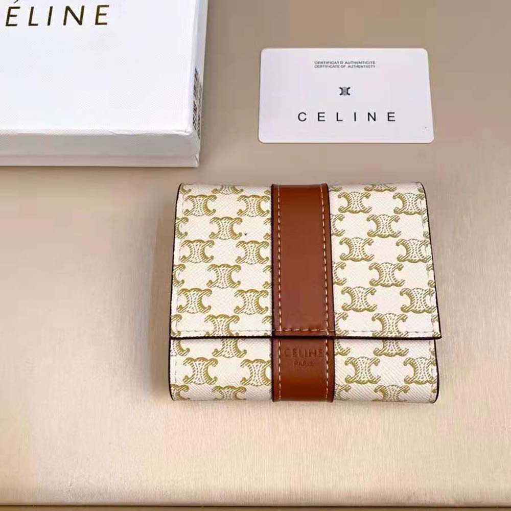 Close-up of gold-tone hardware on Celine Women Small Trifold Wallet