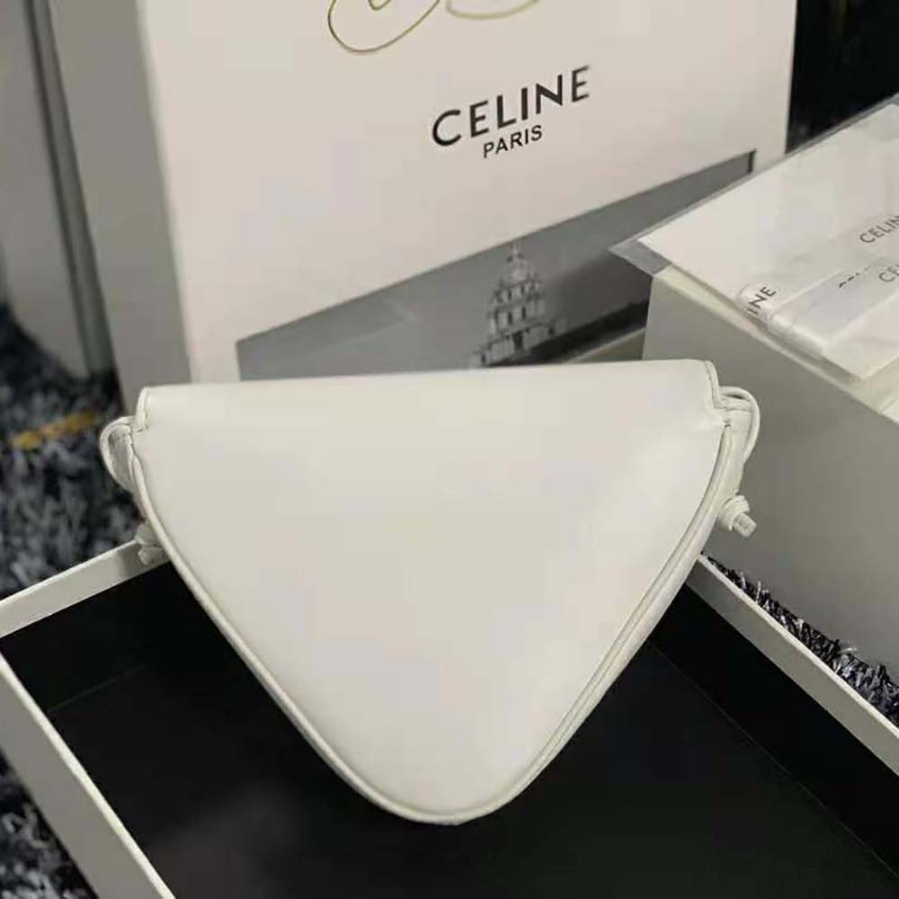 Celine Women Triangle Bag in Smooth Calfskin with Celine Print-White - image 6