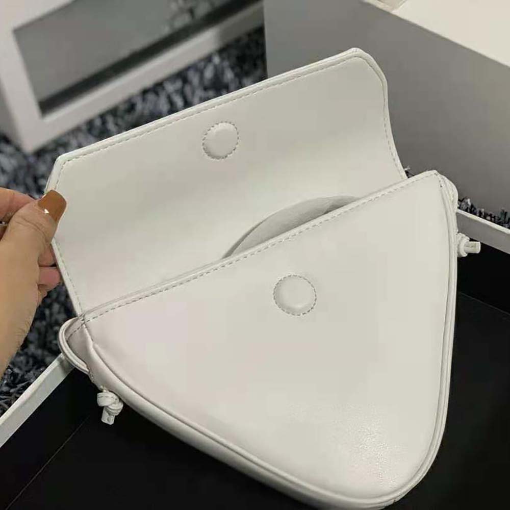 Celine Women Triangle Bag in Smooth Calfskin with Celine Print-White - image 7