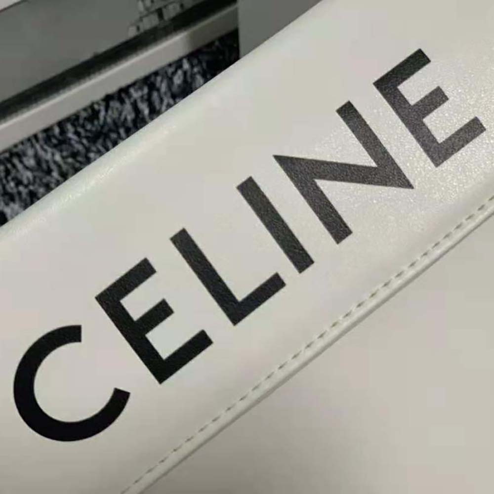 Celine Women Triangle Bag in Smooth Calfskin with Celine Print-White - image 10