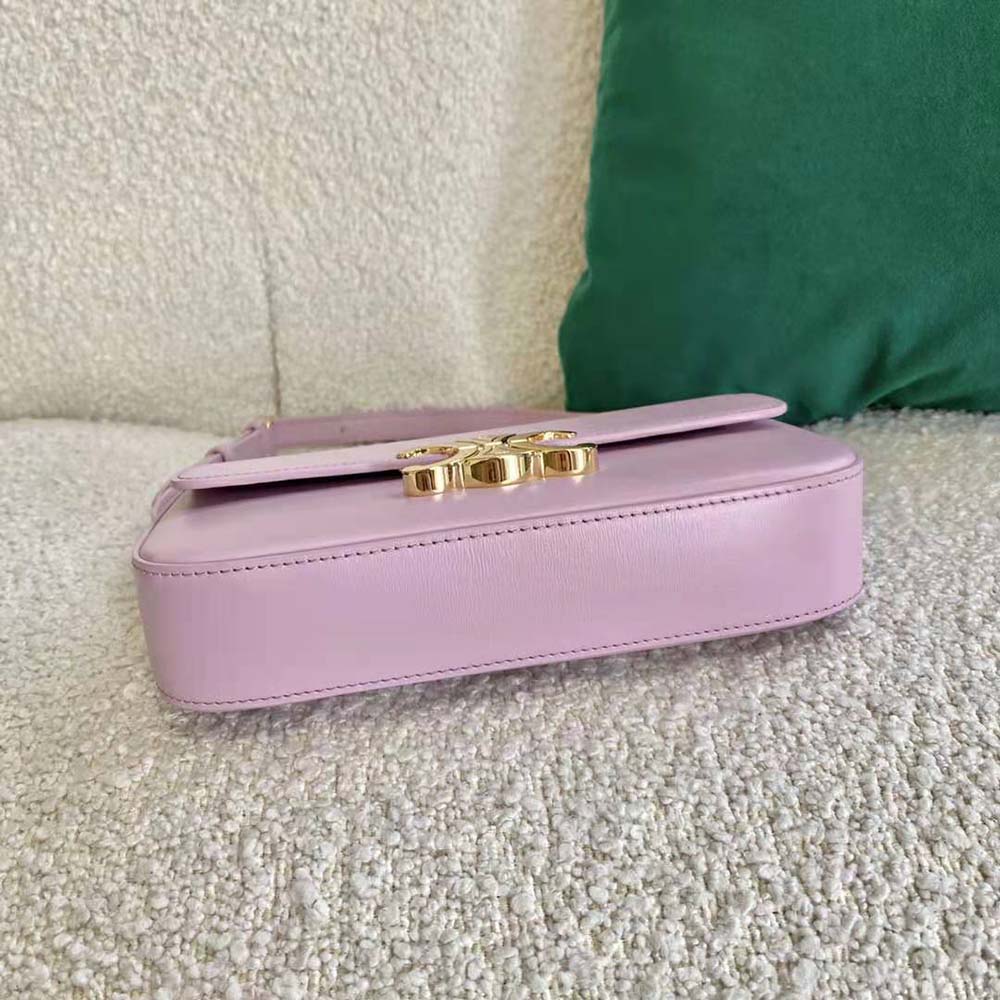 Celine Women Triomphe Shoulder Bag in Natural Calfskin-Purple - image 4