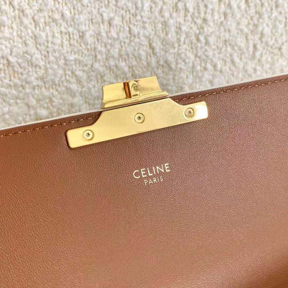 Celine Women Triomphe Shoulder Bag in Triomphe Canvas and Calfksin-White - image 10