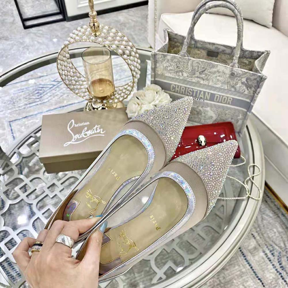 Christian Louboutin Women Galativi P Strass Flat-Sandy - image 4