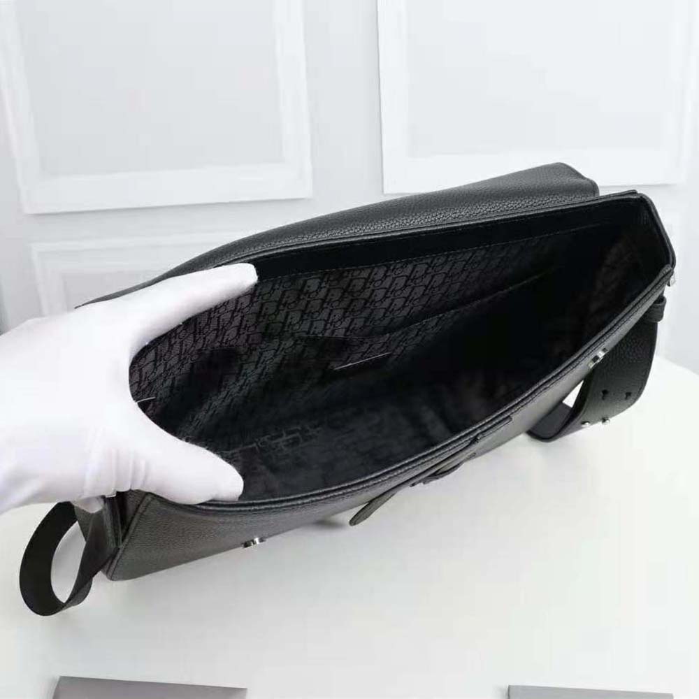 Dior Men Saddle Messenger Bag Black Grained Calfskin - image 5