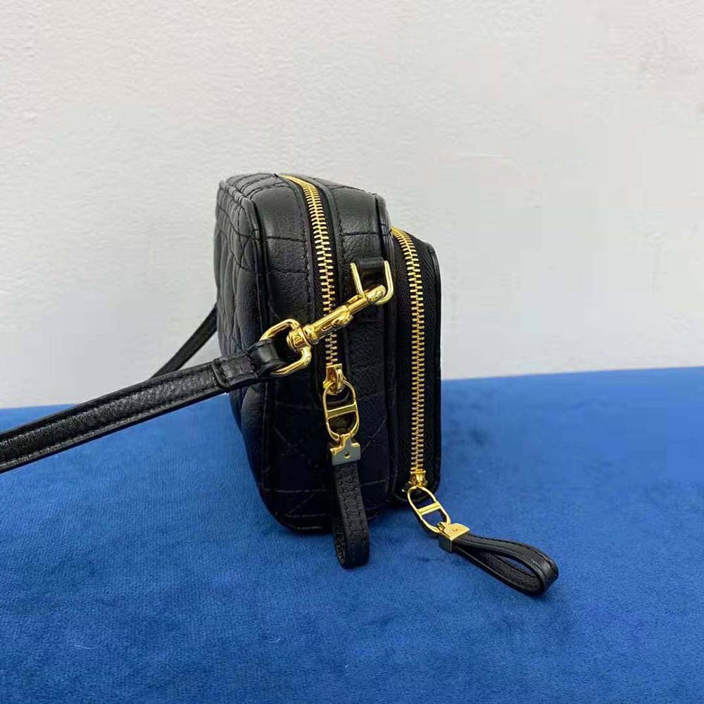 Dior Women Caro Double Pouch Black Supple Cannage Calfskin - image 4