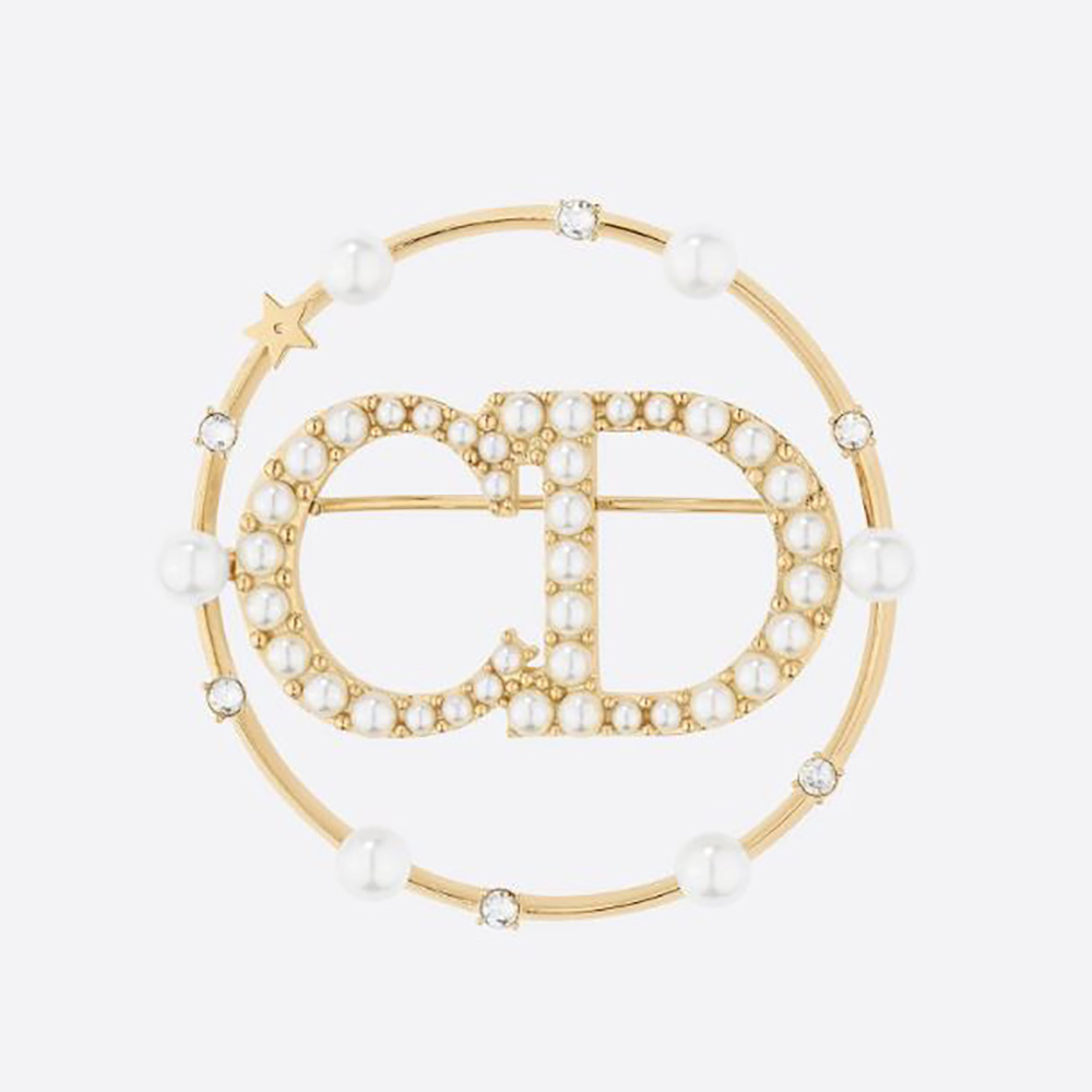 Front view of Dior Women Clair D Lune Brooch Gold-Finish Metal