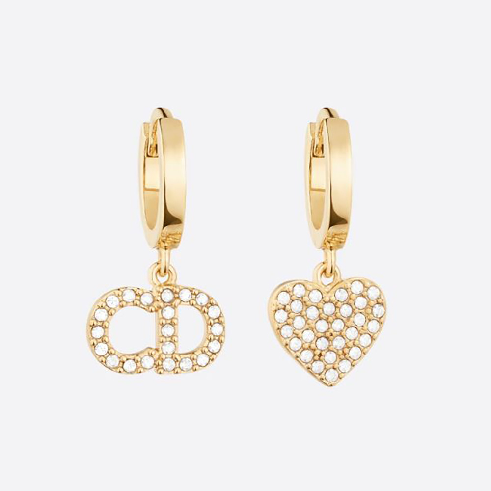 Close-up front view of Dior Women Clair D Lune Earrings Gold-Finish Metal