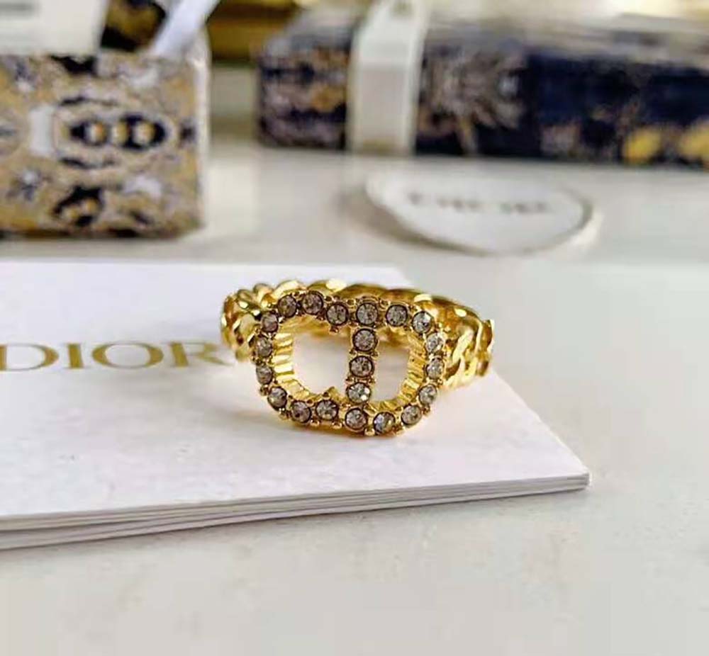 Dior Women Clair D Lune Ring Gold-Finish Metal and White Crystals - image 4
