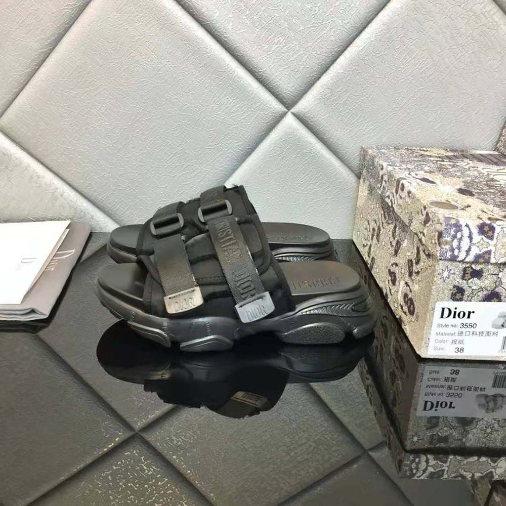 Dior Women D-wander Slide Black Technical Fabric with Camouflage Print - image 7