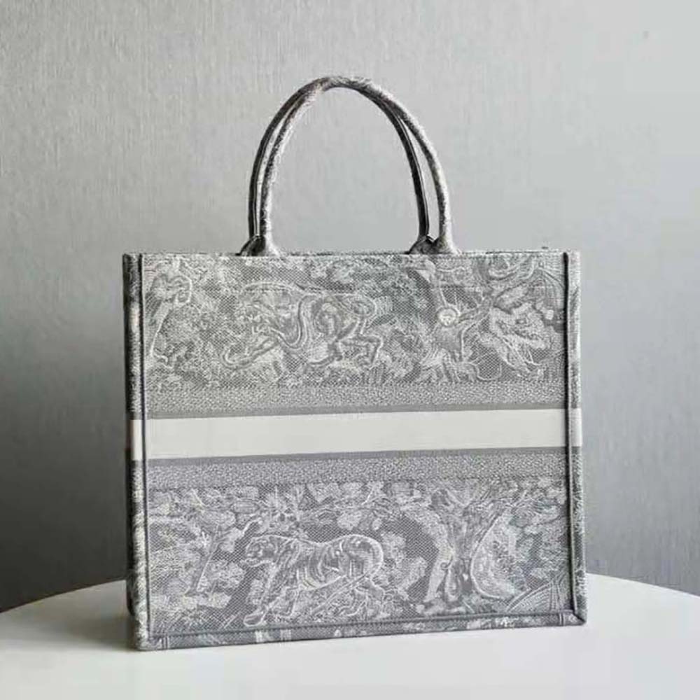Side angle showcasing the spacious silhouette of Dior Women Dior Book Tote